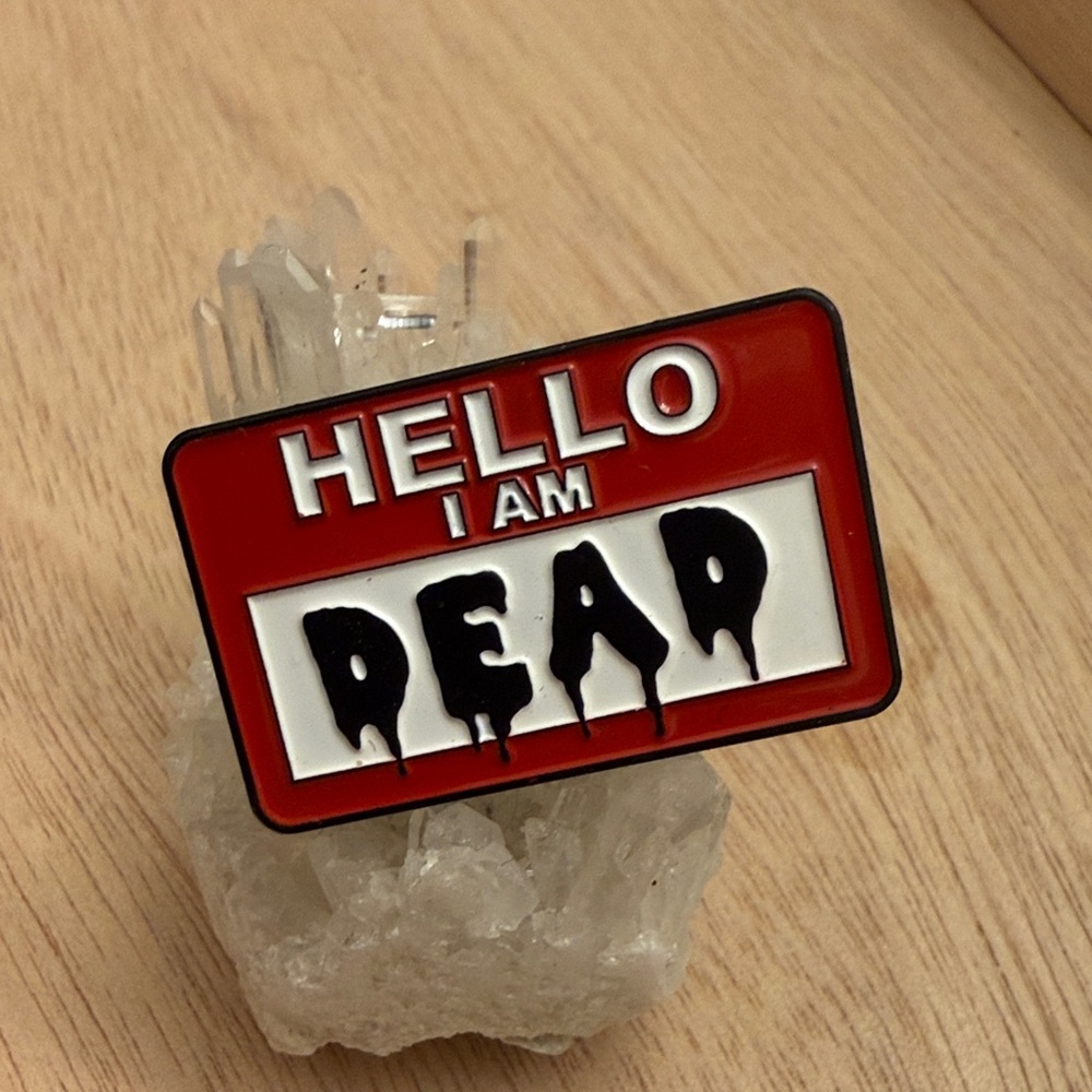 Red and Black 'Hello I Am Dead' Enamel Pin - BUNDLE AND SAVE